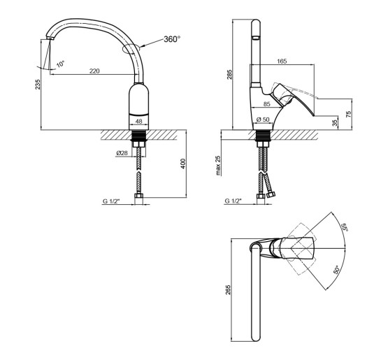 Смеситель для кухни Lidz Anny 007F (k40) LDANN007FCRM35122 Chrome