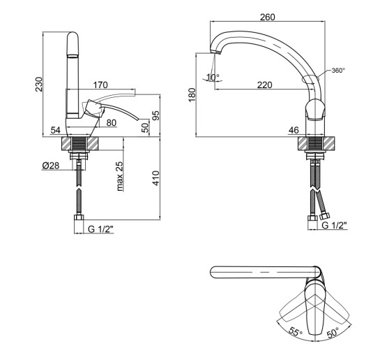 Змішувач для кухні Lidz Anny 008F (k40) LDANN008FCRM35123 Chrome