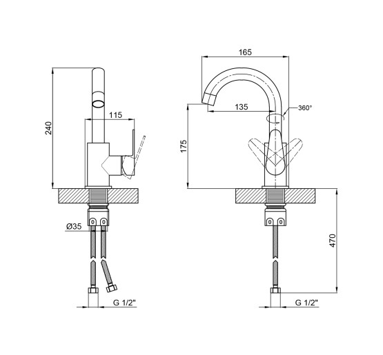 Смеситель для кухни Lidz Vida 015F2 (k35) LDVID015F2NKS43353 Nickel