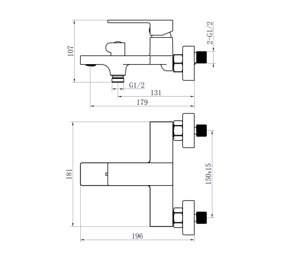 Смеситель для ванны Qtap Gemini (с душевым гарнитуром) QTGEM259BLM45682 Black Matt