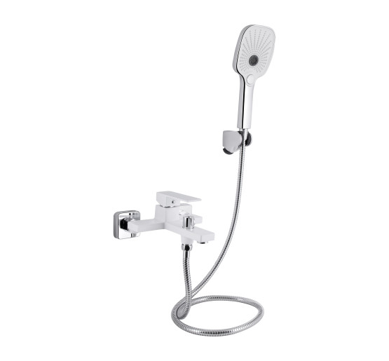 Смеситель для ванны Qtap Gemini (с душевым гарнитуром) QTGEM259CRW45683 Chrome/White