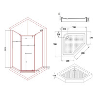 Душова кабіна Lidz Dozorca SC90x90.CRM.LOW.TR, скло прозоре 6 мм