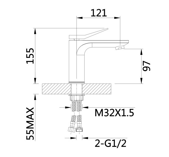 Смеситель для раковины Qtap Presto QTPRE270GRP45581 Graphite