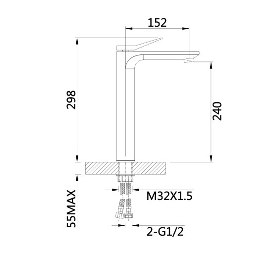 Смеситель для раковины Qtap Presto высокий QTPRE269GRP45582 Graphite