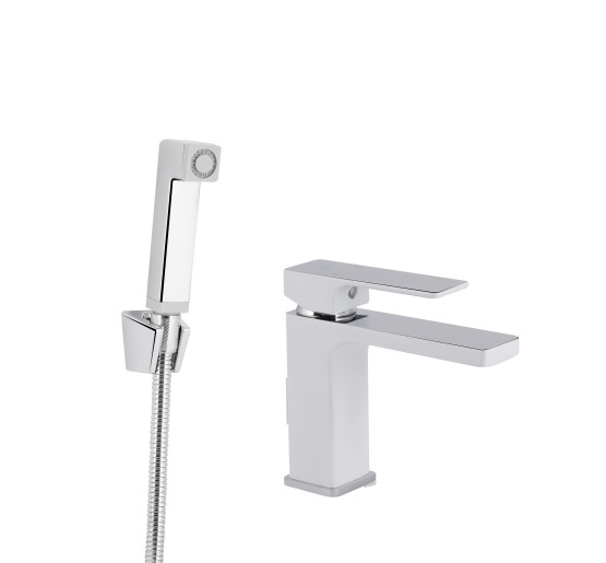 Смеситель для раковины Qtap Gemini (с гигиеническим душем) QTGEM272CRW45691 Chrome/White