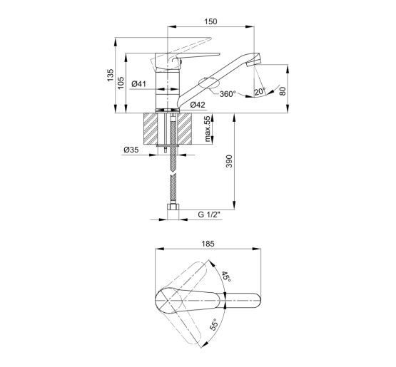 Змішувач для кухні Lidz Nicole 002M (k35) LDNIC002MCRM21879 Chrome