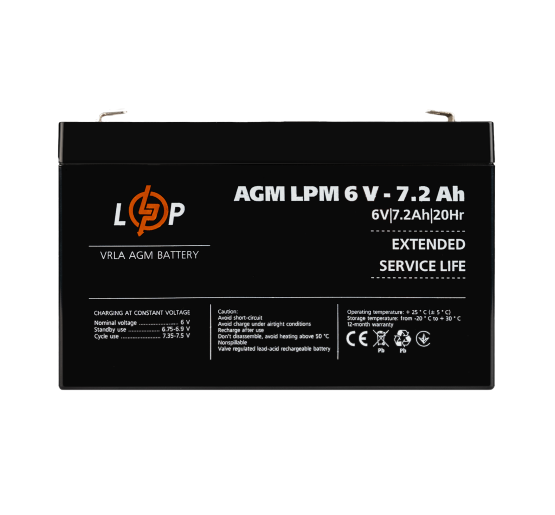 Аккумулятор AGM LPM 6V - 7.2 Ah