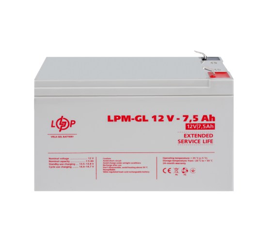Акумулятор гелевий LPM-GL 12V - 7.5 Ah