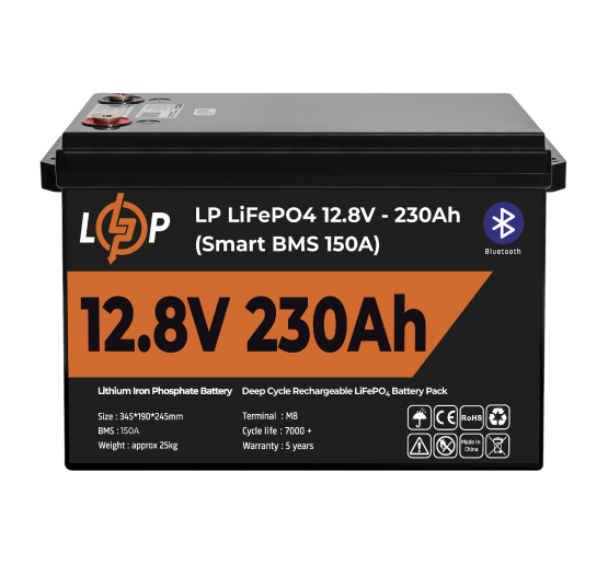 Аккумулятор LP LiFePO4 12V (12,8V) - 230 Ah (2944Wh) (Smart BMS 150А) с BT пластик для ИБП
