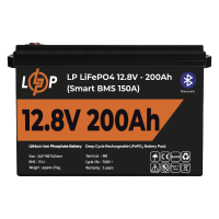 Акумулятор LP LiFePO4 12V (12,8V) - 200 Ah (2560Wh) (Smart BMS 100А) з BT пластик для ДБЖ