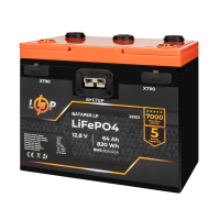 Аккумулятор LP LiFePO4 12,8V - 64 Ah (820Wh) (BMS 80A/40А) пластик 2XT90 4USB стартер