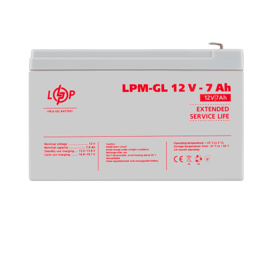 Аккумулятор гелевый LPM-GL 12V - 7 Ah