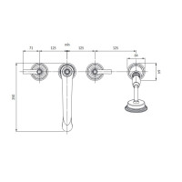 Смеситель для ванны на 4 отверстия Omnires Armance brushed brass, с термостатом (AM5232BSB)