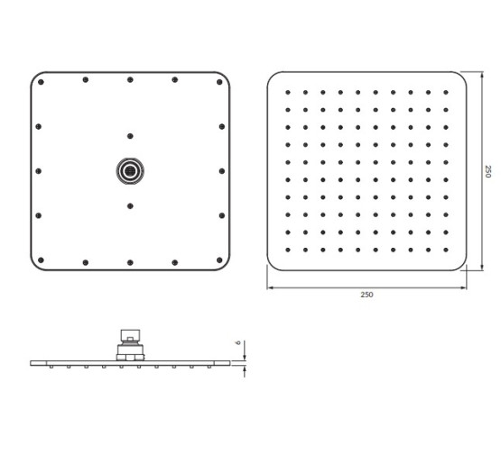 верхній душ Omnires Slimline black 25x25 cm (WG225/OBL)