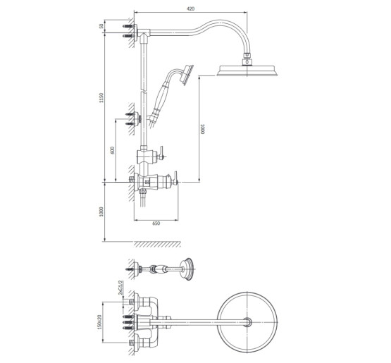 Душева система Omnires Armance brushed brass (AM5244BSB)