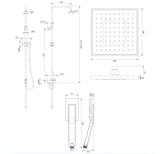 душевой гарнитур Omnires Nevada black mat (SYSNEVADABL)