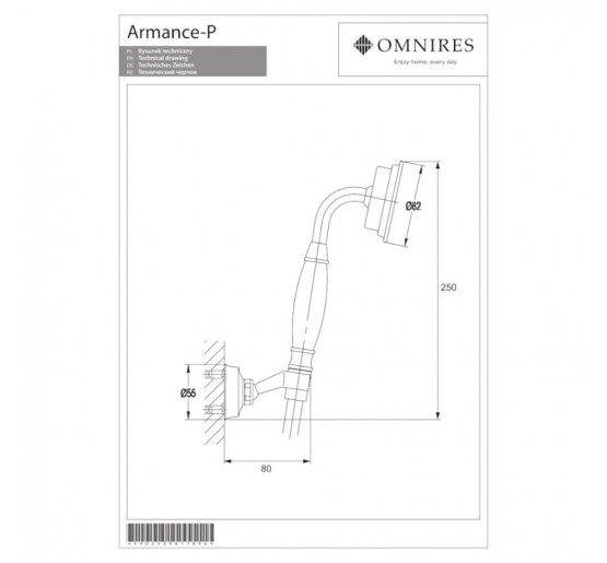 набір для ручного душу Omnires Armance gold (ARMANCE-PGL)