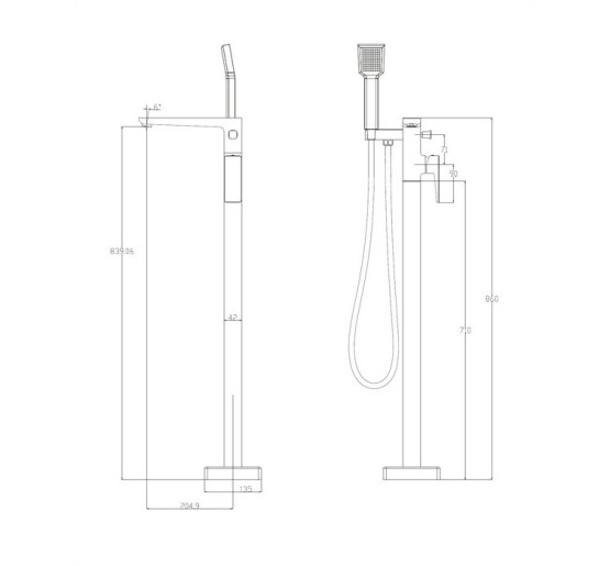 Смеситель для ванны отдельностоящий Omnires Parma grafit (PM7433GR)