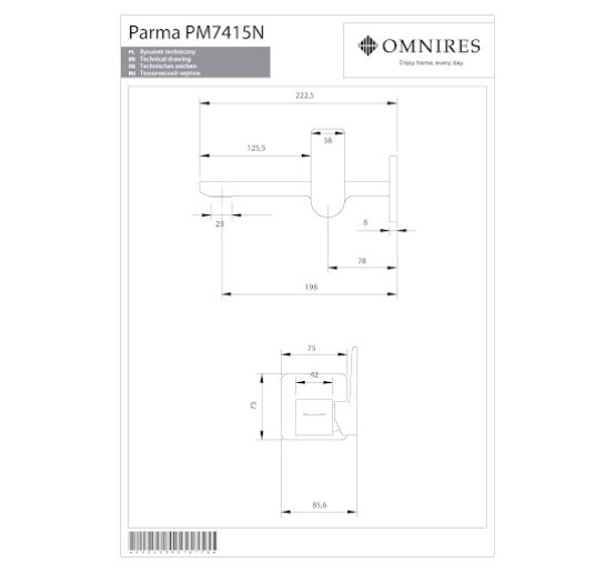 Змішувач для умивальника прихованого монтажу Omnires Parma хром (PM7415NCR)