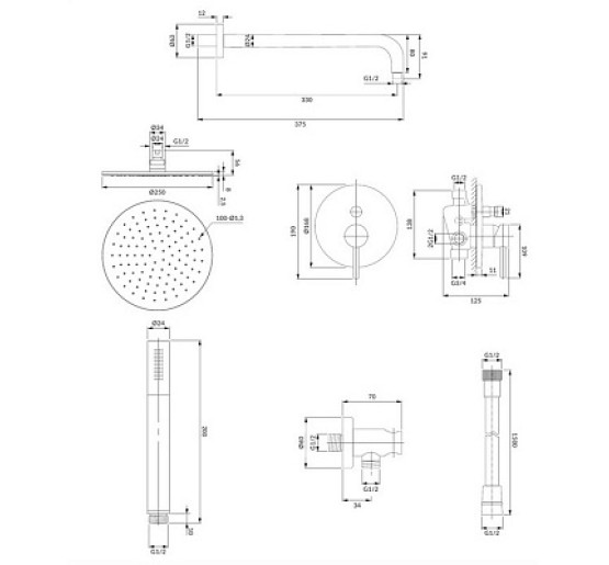 душовий комплект прихованого монтажу Omnires Y chrome (SYSY22XCR)
