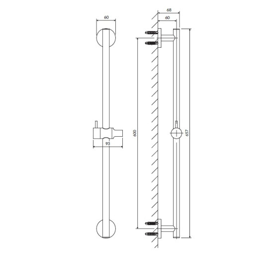 Душевая стойка Omnires 66 см, graphite (DR12GR)