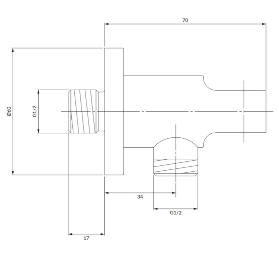 душевой кронштейн Omnires copper 6 cm (8873CP)