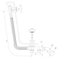 Сифон для ванни з переливом Omnires CGS white (TK104-PLUS-3.35+64-SBP)