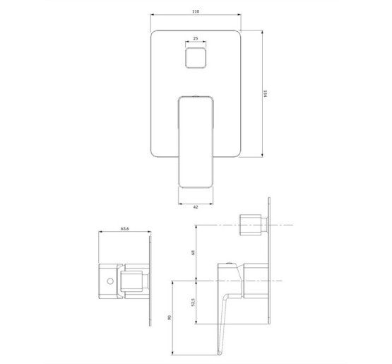 Змішувач для душу прихованого монтажу Omnires Parma black mat (PM7435BL)