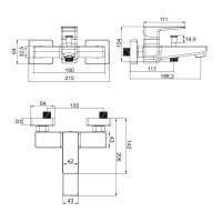 Змішувач для ванни Omnires Parma black mat (PM7430BL)