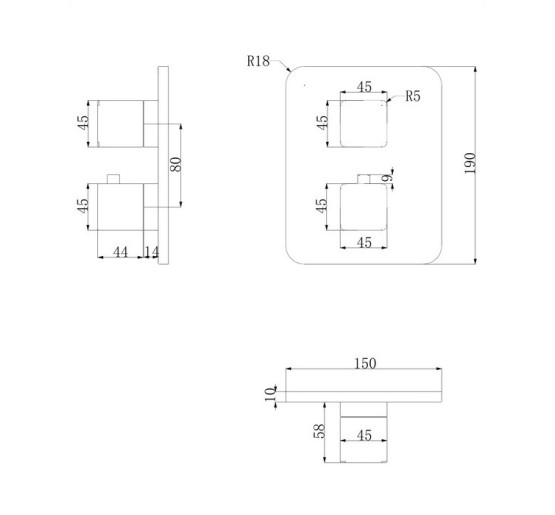 Смеситель для ванны и душа скрытого монтажа Omnires Parma black mat (PM7436BL)