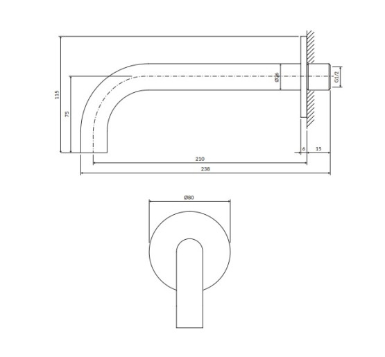 настенный излив Omnires Y graphite (WDYGR)