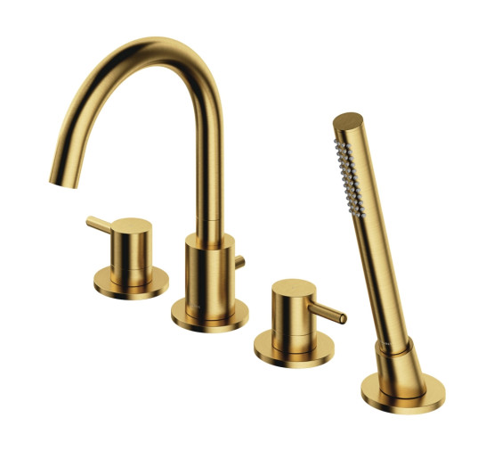 Смеситель для ванны Omnires Y на 4 отверстия brushed brass (Y1232BSB)