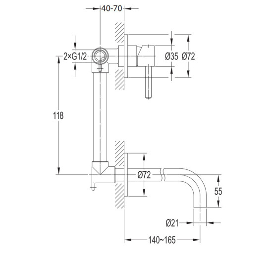 Змішувач для умивальника прихованого монтажу Omnires Y gold (Y1215NGL)