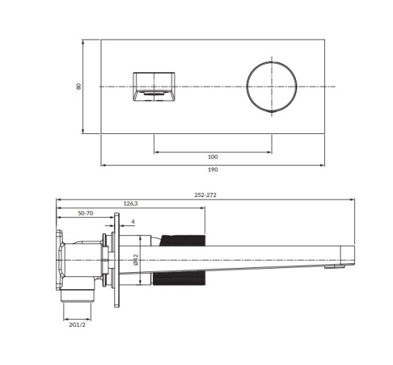 Смеситель для умывальника Omnires Contour скрытого монтажа, brushed copper (CT8015CPB)