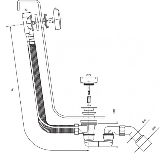 Сифон для ванны Omnires CGS (TK132-PLUS-3.35+64-SBP)