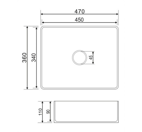 Умывальник Omnires Pasadena 36x47 white (PASADENA470BP)