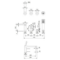 Змішувач для ванни Omnires Slide на 4 отвори graphite (SL7732GR)