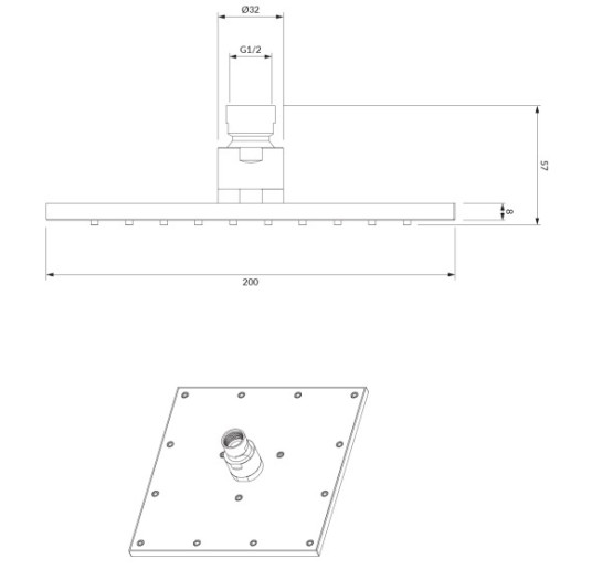 верхній душ Omnires Slimline chrome 20x20 cm (WG220CR)