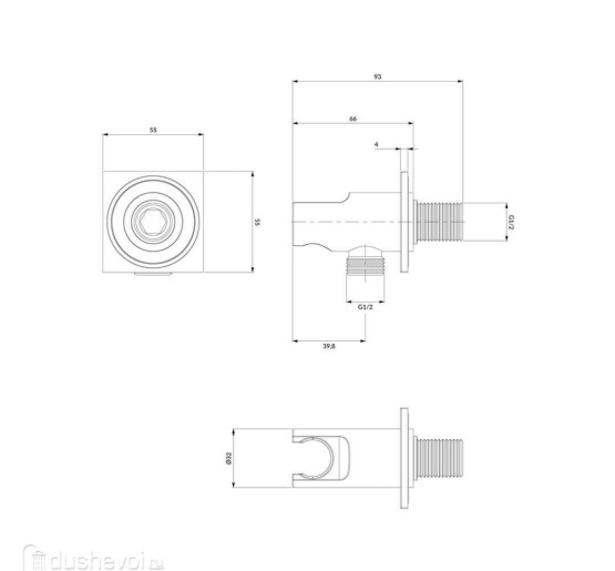 подключение для душевого шланга с держателем Omnires chrome (8873C/KCR)