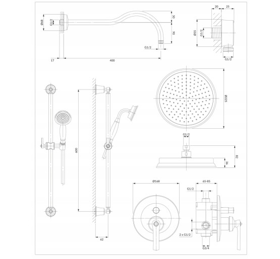 Душевая система скрытого монтажа Omnires Armance antique copper (SYSAM20ORB)