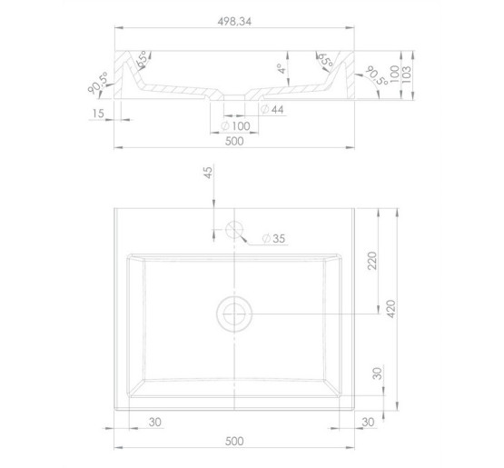 Умывальник Omnires Thasos 42x50 white (THASOS500BP)