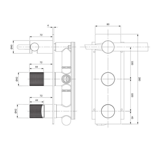 Смеситель для ванны и душа Omnires Contour скрытого монтажа, chrome (CT8035/1CR)