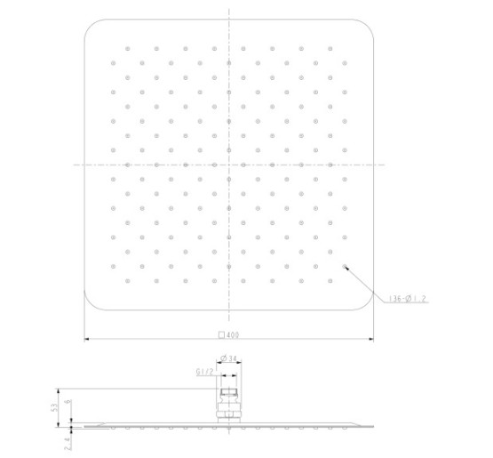 верхний душ Omnires Ultra Slimline chrome 40x40 cm (WGU240CR)