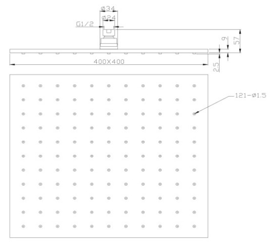 верхній душ Omnires Slimline chrome 40x40 cm (WG240CR)