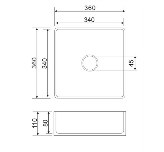 Умывальник Omnires Pasadena 36x36 white (PASADENA360BP)