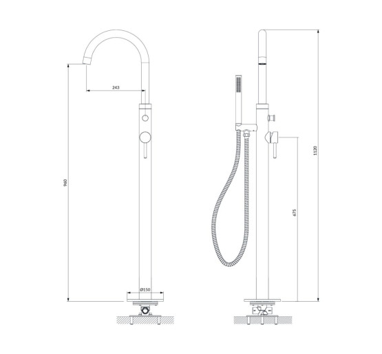 Змішувач для ванни окремий Omnires Y brushed brass (Y1233BSB)