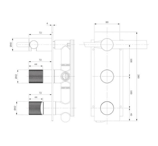 Смеситель для ванны и душа Omnires Contour скрытого монтажа, antracite (CT8035/1AT)