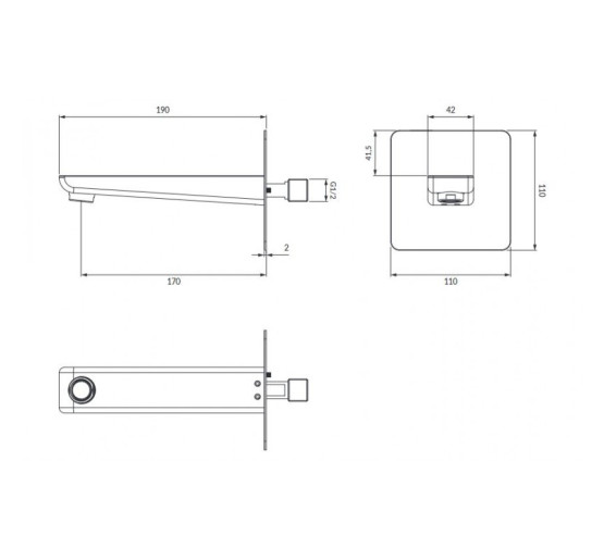 излив на ванну Omnires Parma graphite (WDPARMAGR)