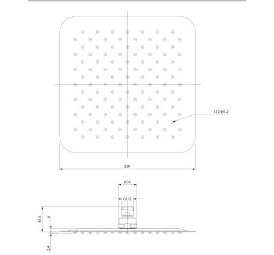 верхний душ Omnires Ultra Slimline chrome 25x25 cm (WGU225CR)