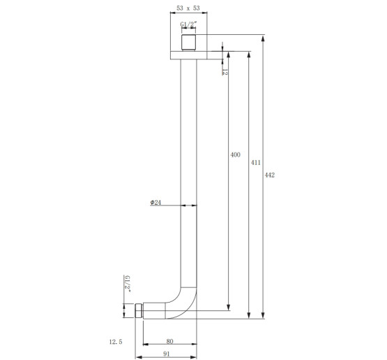 кронштейн для верхнего душа Omnires chrome 40 cm (RA01K/XCR)